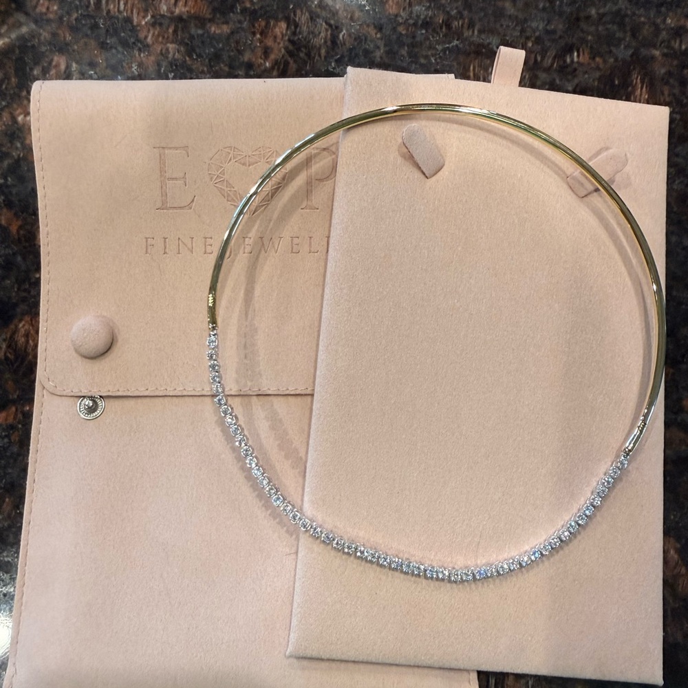 EPF Gold and Classic Tennis Torque Necklace